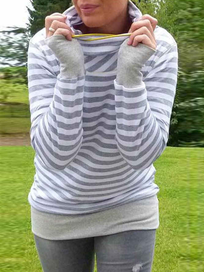 long sleeve stand collar shift sweatshirt