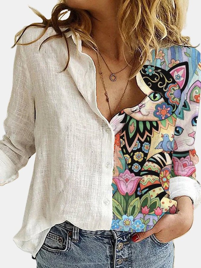 Color Long Sleeve Casual Shirts & Tops