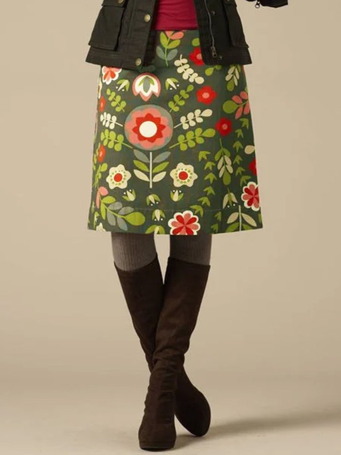 Casual FloralPrint Floral Skirts anniecloth