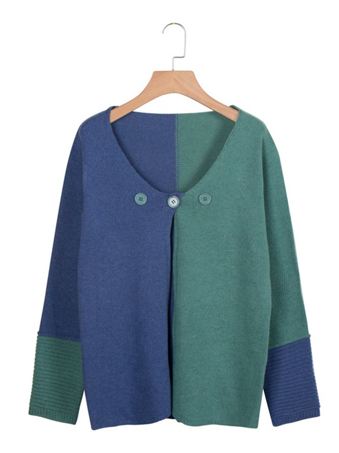 Color-Block Striped Long Sleeve Sweater