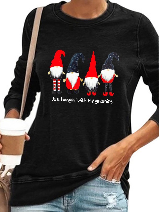 Casual Christmas Snowman Printed Crew Neck T-shirt