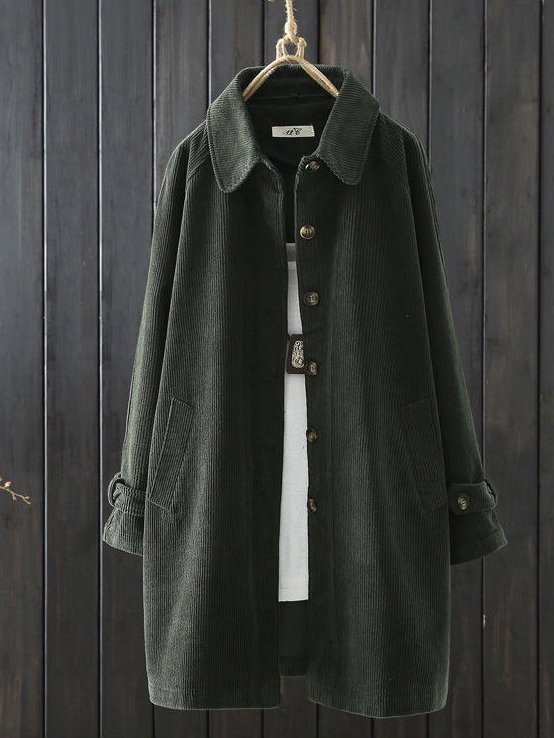 V Neck Vintage Fleece Coat