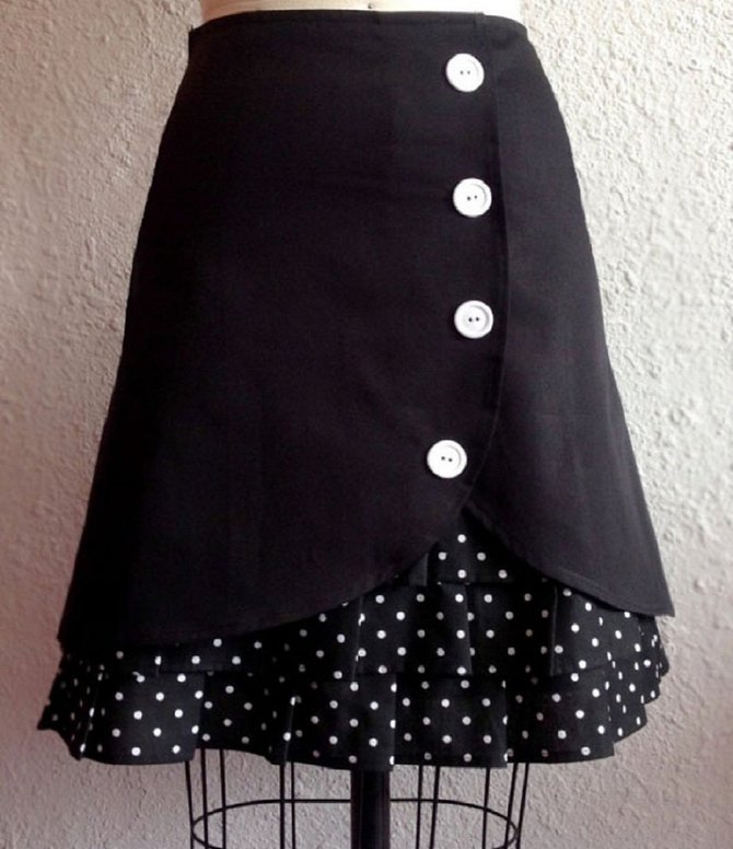 Black Cotton-Blend Sweet Skirt