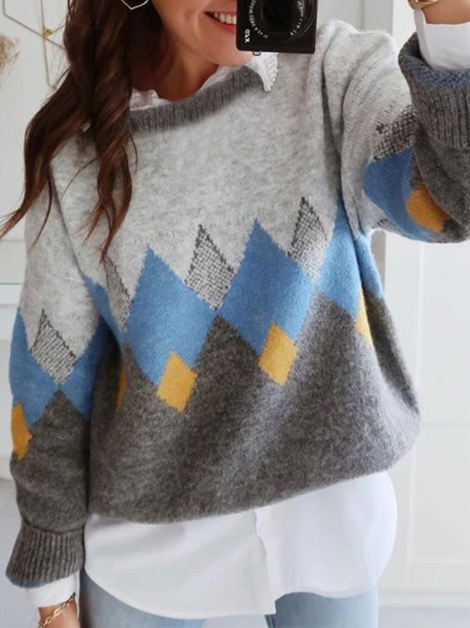 Long Sleeve Statement Printed Casual Sweater