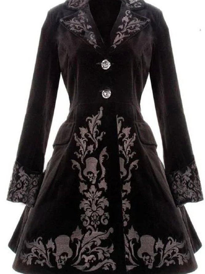 Black Cotton-Blend Vintage Long Sleeve Overcoat