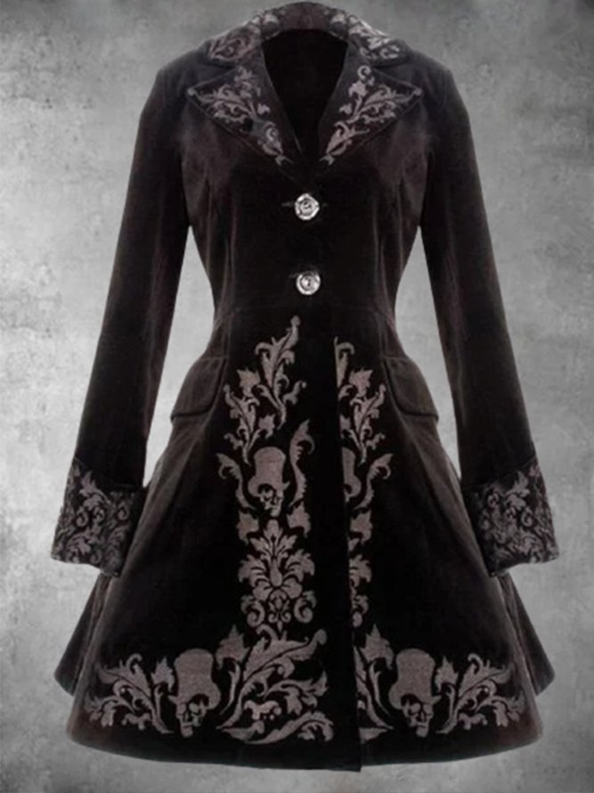 Black Cotton-Blend Vintage Long Sleeve Overcoat