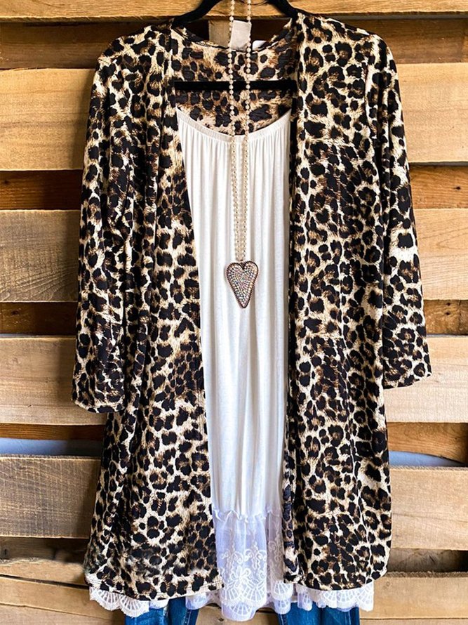 Leopard Long Sleeve Casual Cardigan