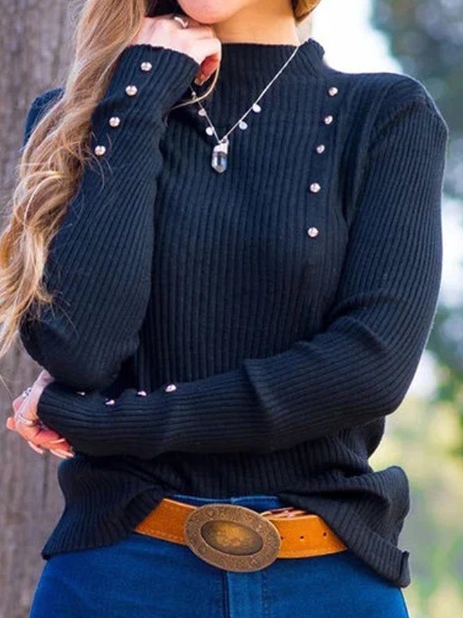 Long Sleeve Cotton-Blend Sweater