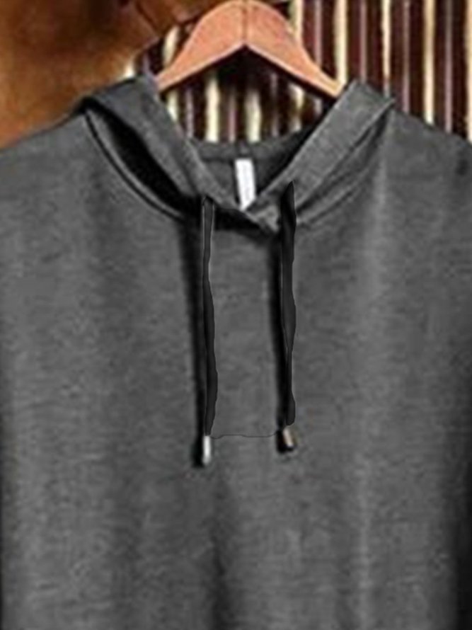 Deep Gray Long Sleeve Striped Casual Sweatshirt