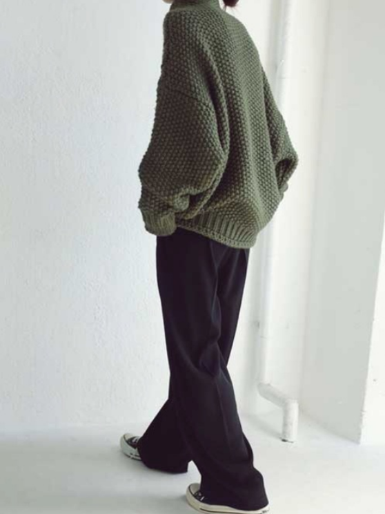 Knitted Solid Turtleneck Casual Sweater