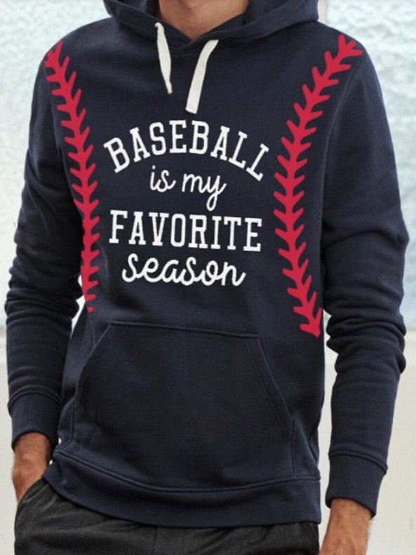 Baseball Print Hoodie Casual Sweatshirt