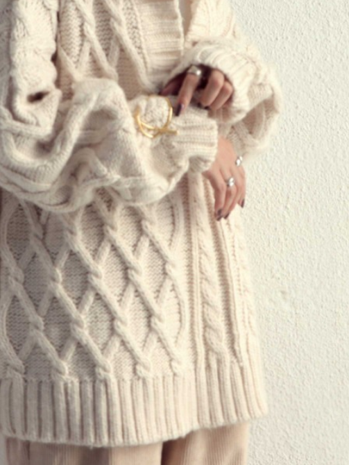 Statement Solid Long Sleeve Wool Blend Sweater