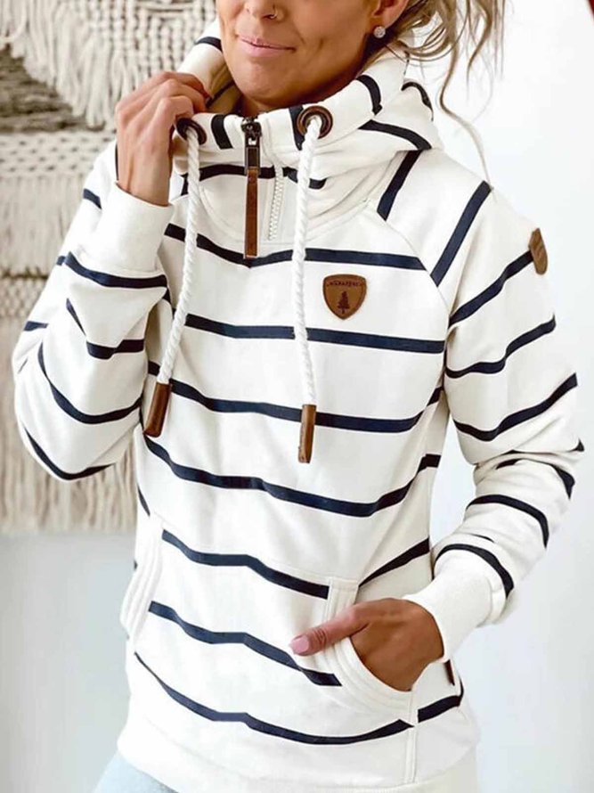 Hoodie Long Sleeve Striped Casual Sweatshirt