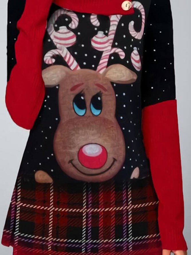 Women's Polyester Reindeer Christmas Sweater | anniecloth