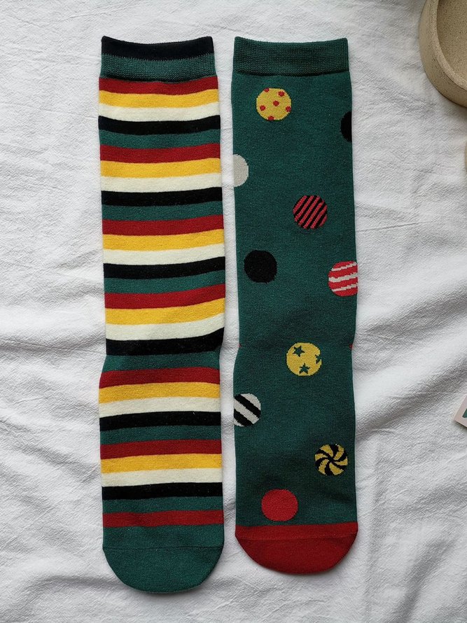Christmas retro asymmetric socks