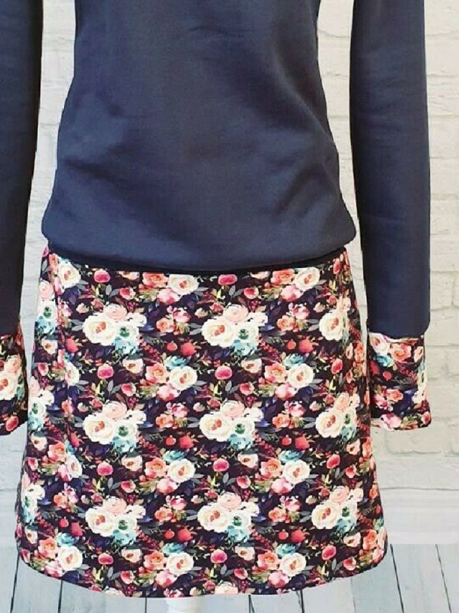 Long Sleeve Vintage Hoodie Floral Sweater Dress