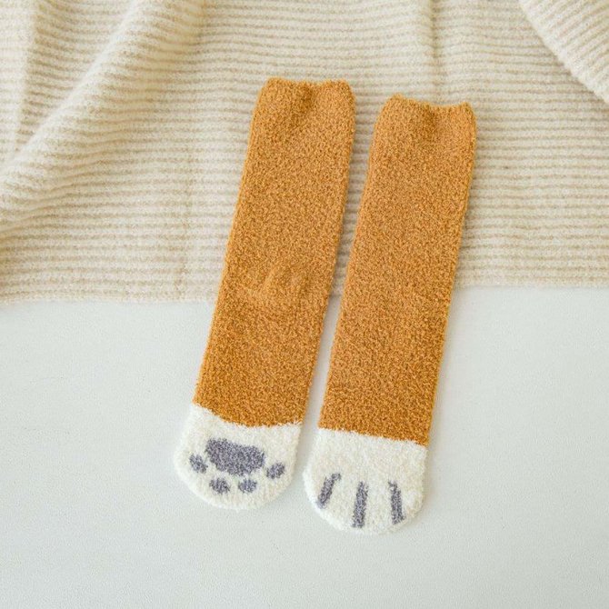 Cat paw footprint striped polka dot sleep socks Polka Dots Women Socks