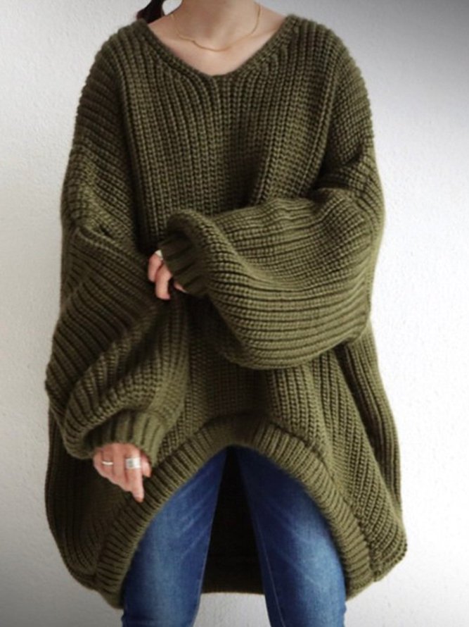 Long Sleeve V Neck Casual Sweater