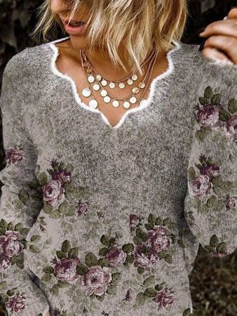 Long Sleeve Floral Shift Tops