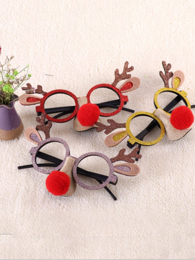 Christmas Gift Antlers Snowman Santa Claus Decoration Glasses Frame