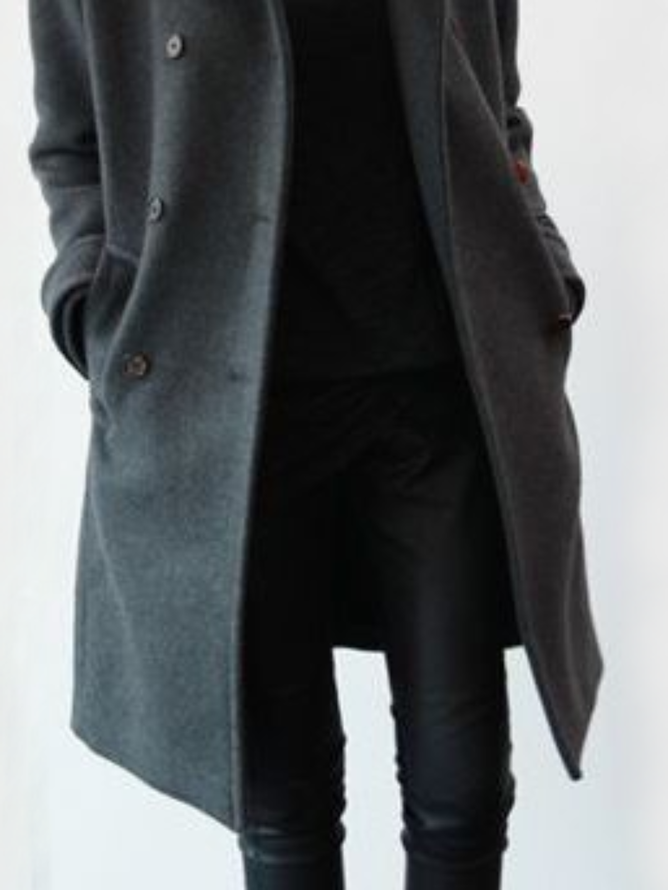 Solid Casual Coat Overcoat