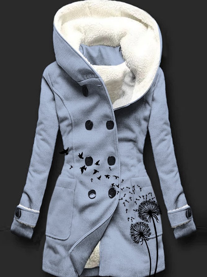 Autumn and winter casual printed sweater  Buttoned Hoodie Plants Long Sleeve Jacket