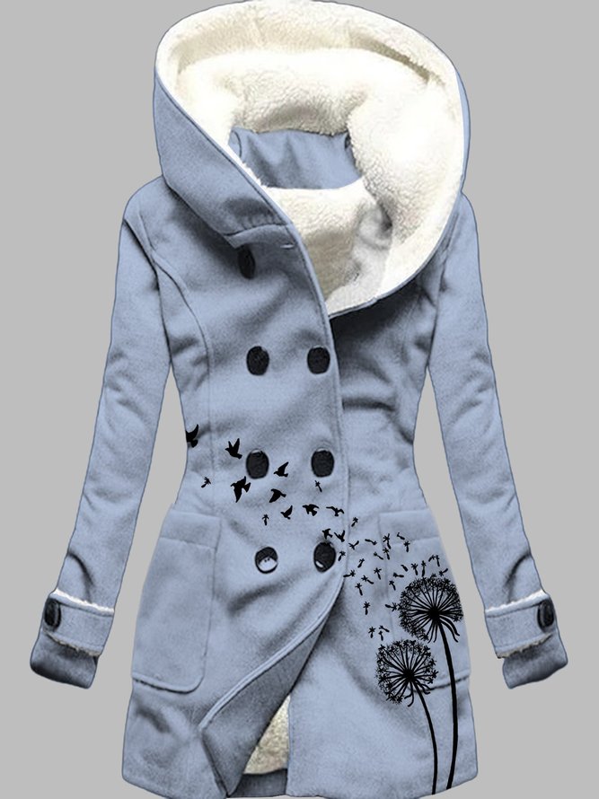 Autumn and winter casual printed sweater  Buttoned Hoodie Plants Long Sleeve Jacket