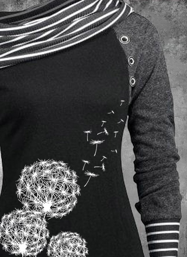 Casual Long Sleeve Dandelion print Sweatshirts