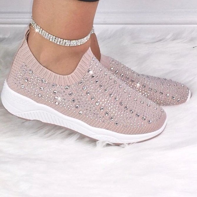Daily All Season Sneakers Shoes Anniecloth Sneakers Pink Flat Heel Casual Open Toe Sneakers