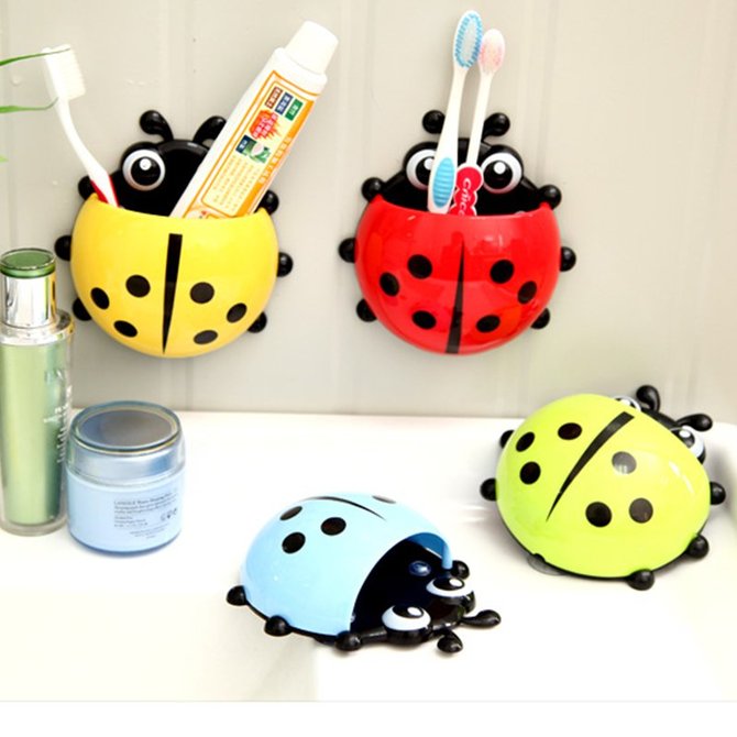 Ladybug Wall Suction Cup Toothbrush Holder Bathroom Hanger Stuff