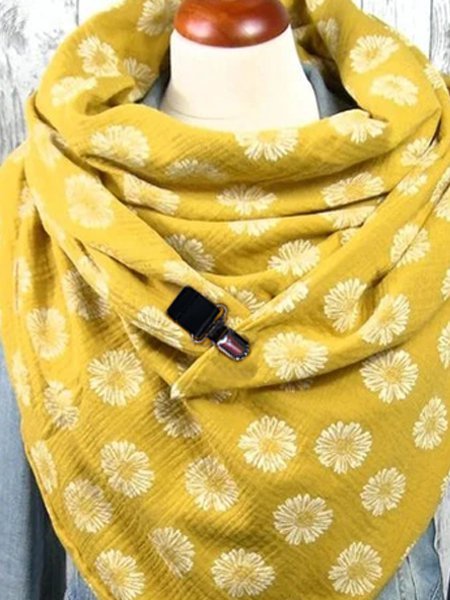 Yellow Printed Casual Scarves