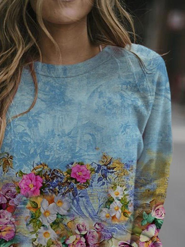 Vintage Flower Painting Print Sweatshirts