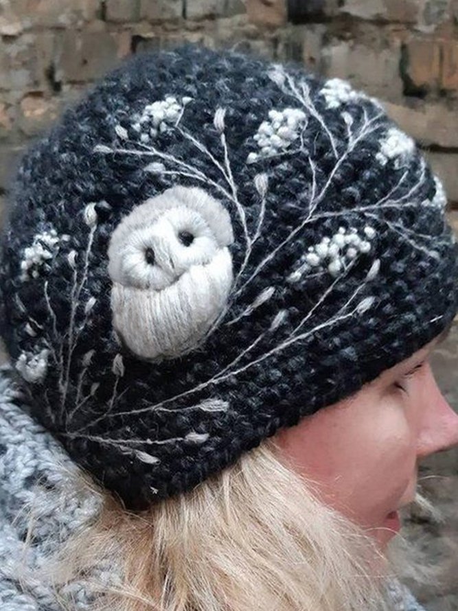 Embroidered Warm Animal Hat