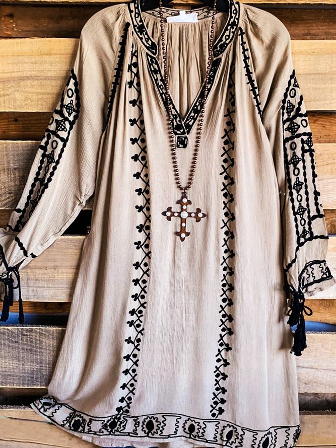 Long Sleeve Casual Weaving Dress