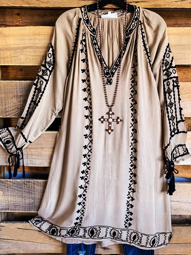 Long Sleeve Casual Weaving Dress