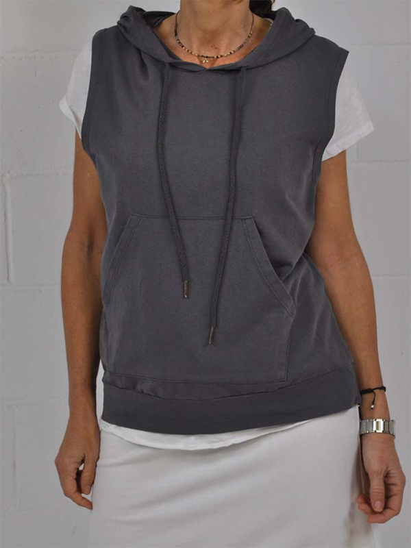 Solid Casual Cotton-Blend Sleeveless Shirts & Tops