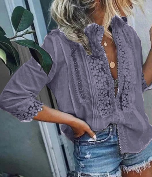 Solid 3/4 Sleeves Blouse