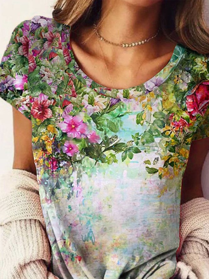 Floral Short Sleeve Sweet T-shirt