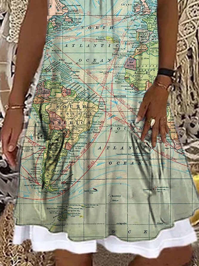 Casual Abstract Map Knitting Dress