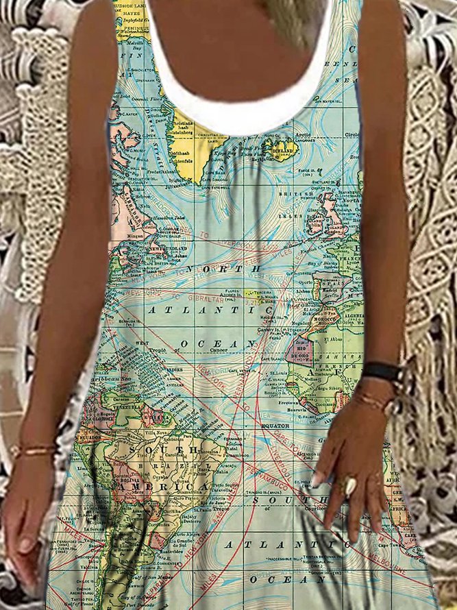 Casual Abstract Map Knitting Dress