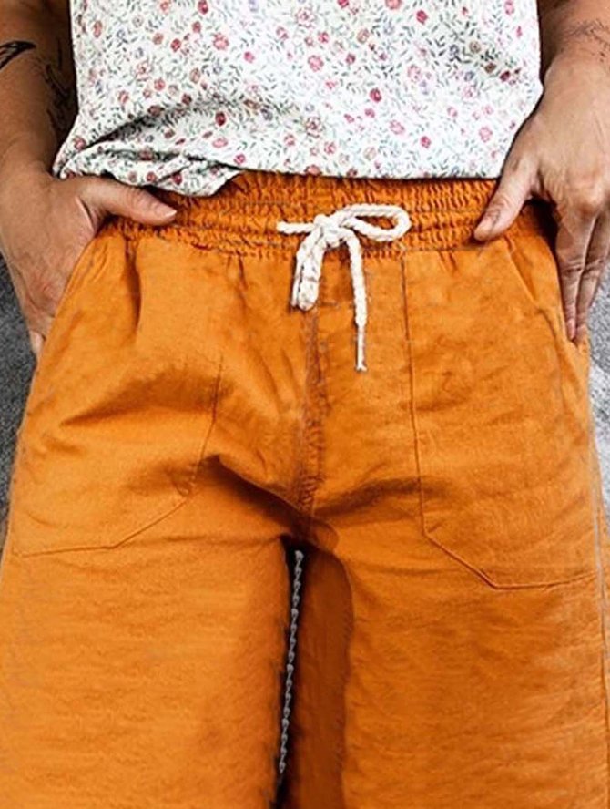 Cotton-Blend Casual Shorts