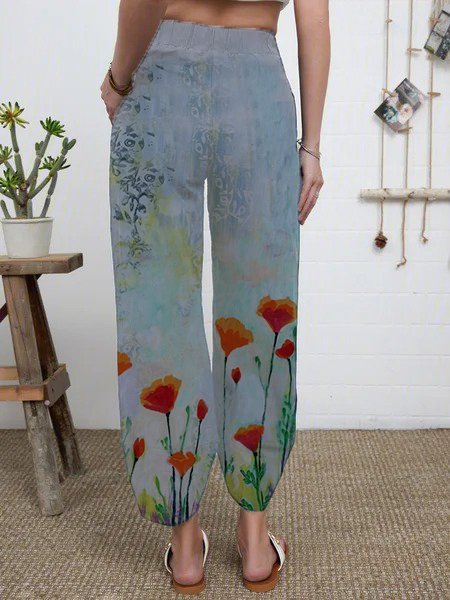 Floral print casual pants