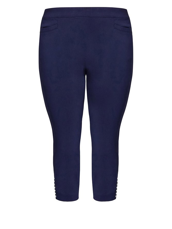 Casual Knitted Navy-blue Pants