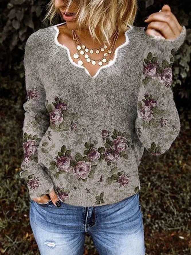 Long Sleeve Floral Shift Tops
