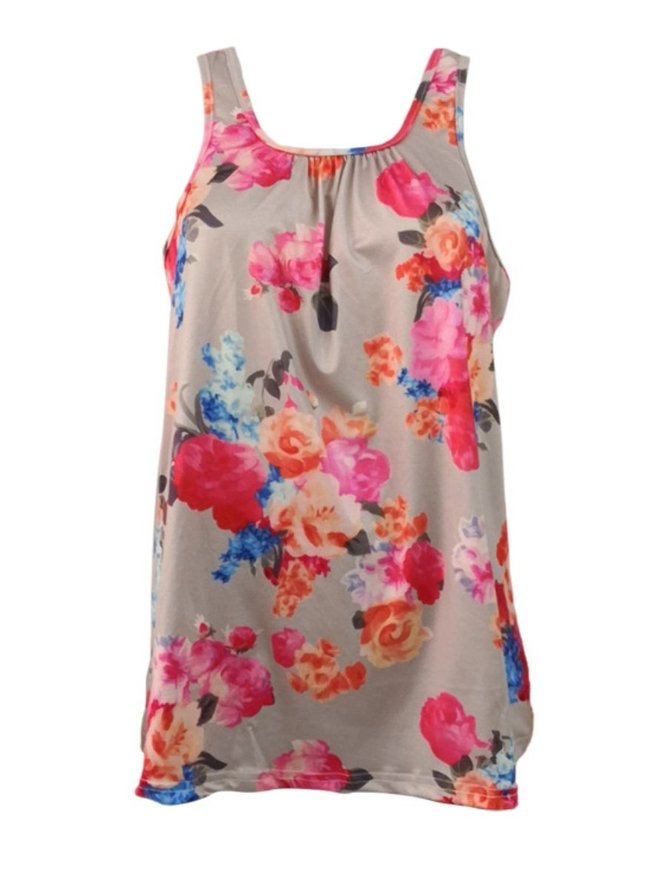 a-line floral casual Tops