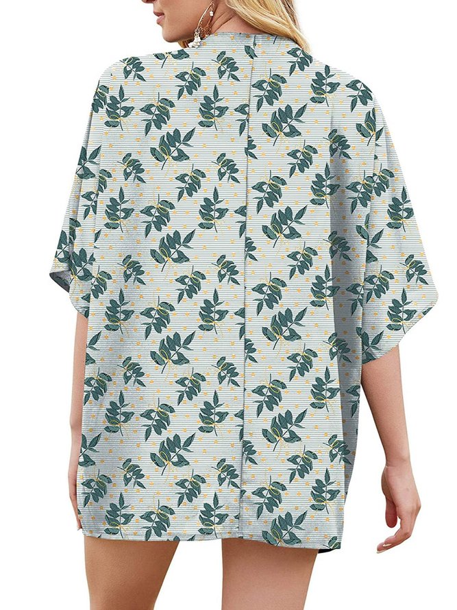 Fashion bat sleeve chiffon printed cardigan for ladies