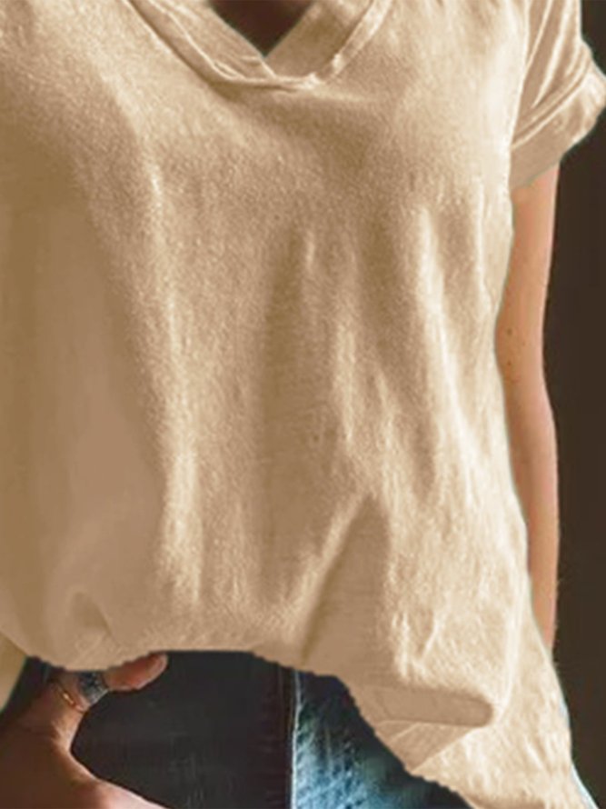 Cotton-Blend Short Sleeve Solid T-shirt