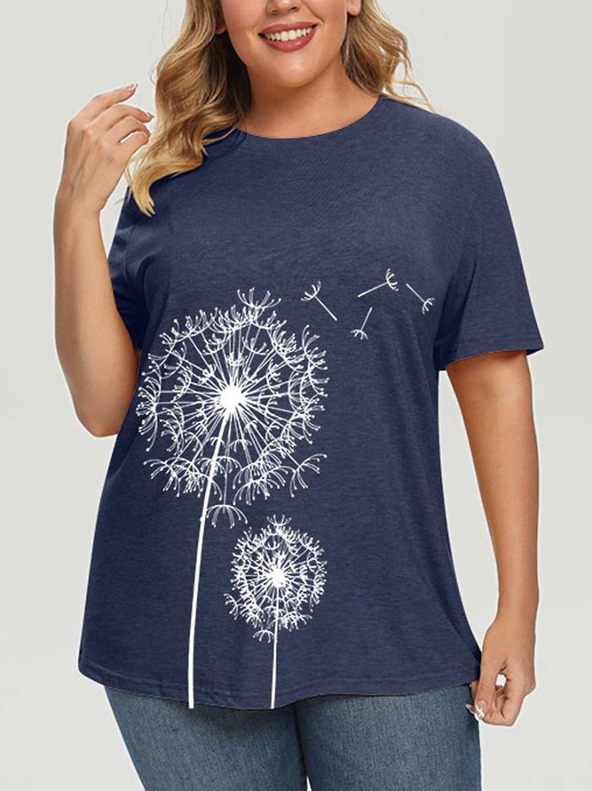 dandelion print casual short sleeve shift shirts & tops