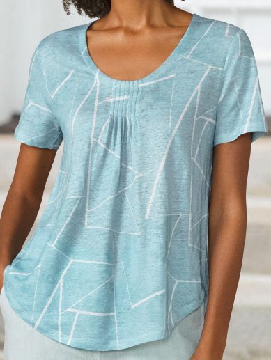 Casual Abstract Printed Cotton-Blend T-shirt