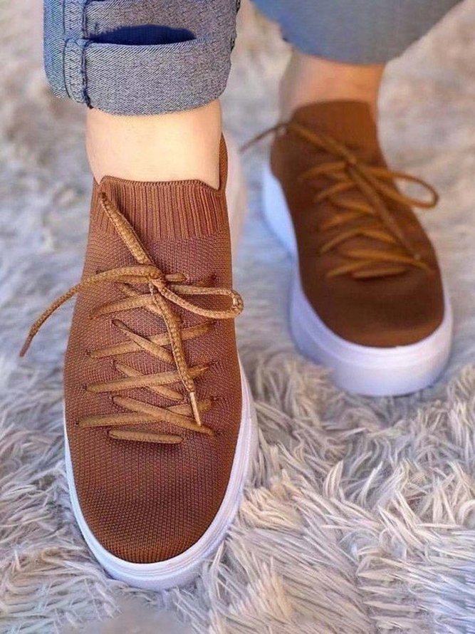 Flying Woven Breathable Lace-up Sports Casual Shoes
